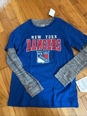 NHL Youth Blue New York Rangers Long Sleeve Layered-Look Tee